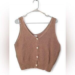 5/$25 Sincerely Jules Mauve Knit Button-Up Tank